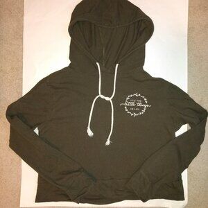 Dirtee Laundry Hoodie Olive Green Sz S EUC Silkscreen Cropped Pullover Hoody